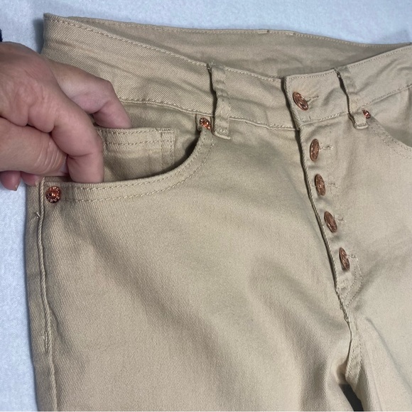 Amazon Highwaisted Ripped Distressed Flare Beige Long Pant Jeans Size 28/S #1364 - Picture 2 of 10